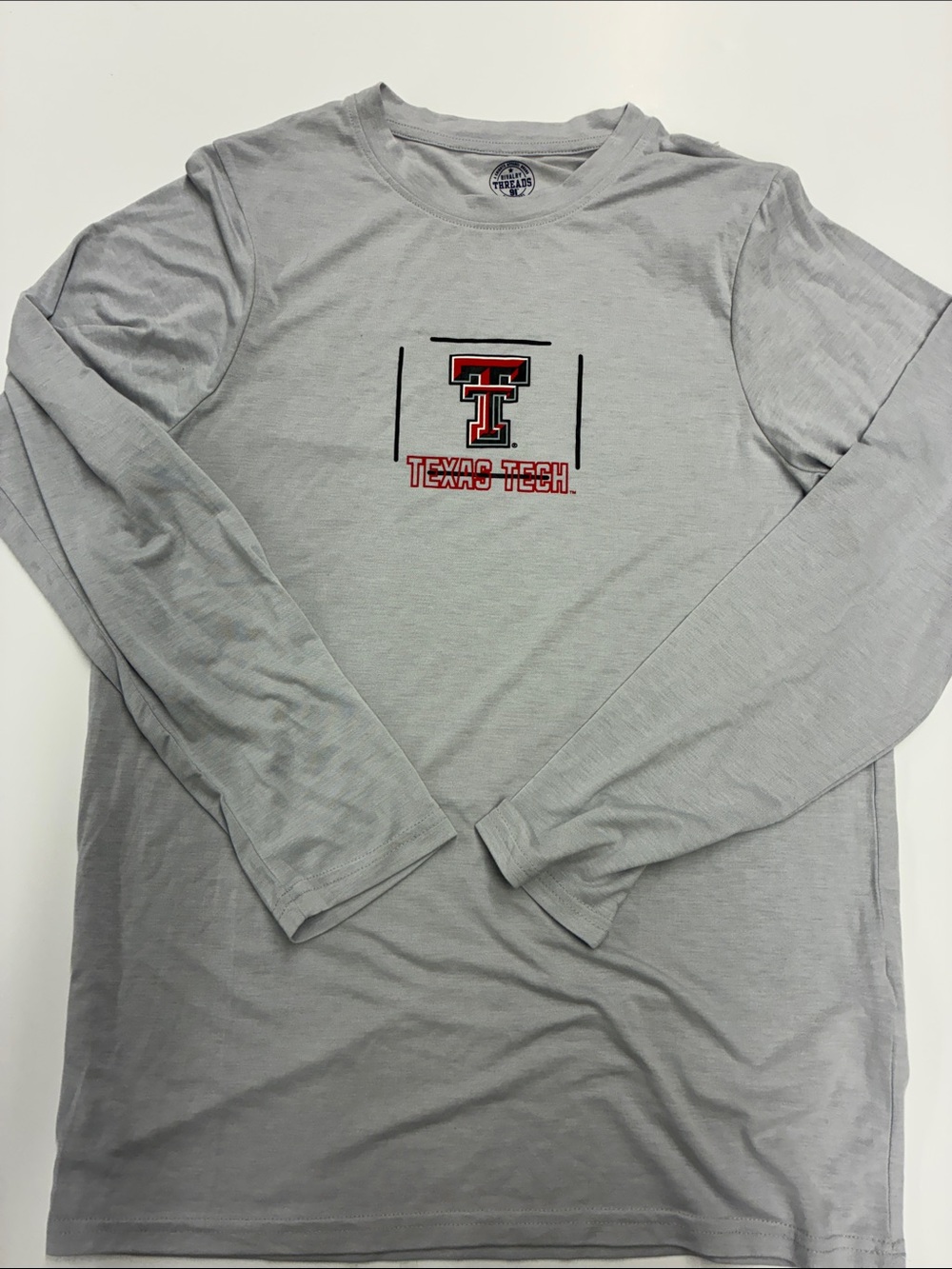 NEW Rivalry Threads Light Gray Texas Tech Long-Sleeve Tee Size Large